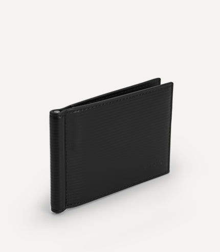 Textured Leather Wallet with Money Clip