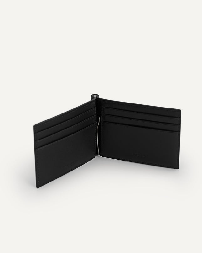 Textured Leather Wallet with Money Clip