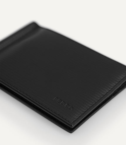Textured Leather Wallet with Money Clip