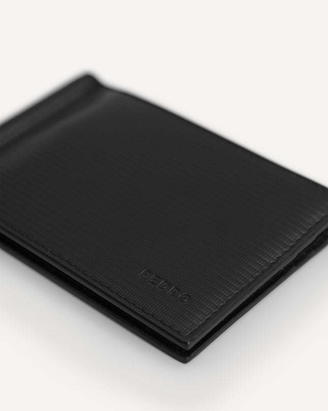 Textured Leather Wallet with Money Clip