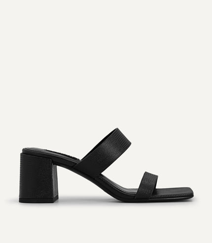 Lizard-effect Heeled Sandals