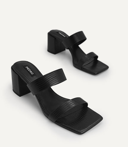 Lizard-effect Heeled Sandals