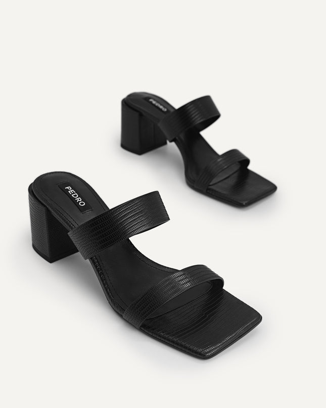 Lizard-effect Heeled Sandals
