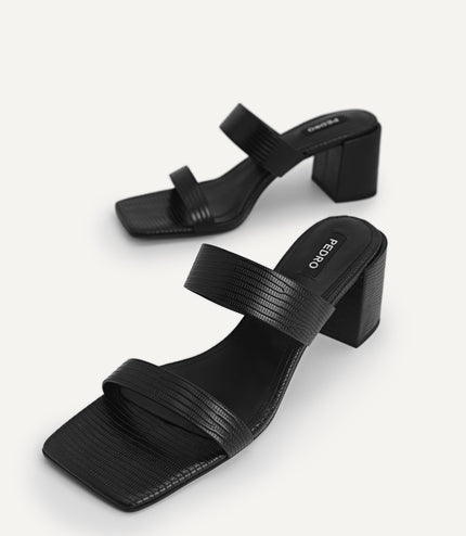 Lizard-effect Heeled Sandals
