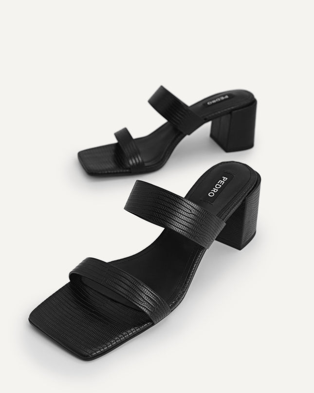 Lizard-effect Heeled Sandals