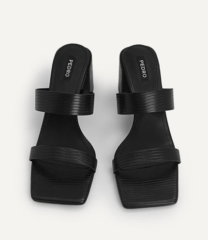 Lizard-effect Heeled Sandals