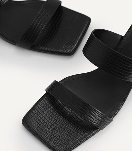 Lizard-effect Heeled Sandals
