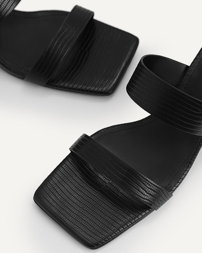 Lizard-effect Heeled Sandals