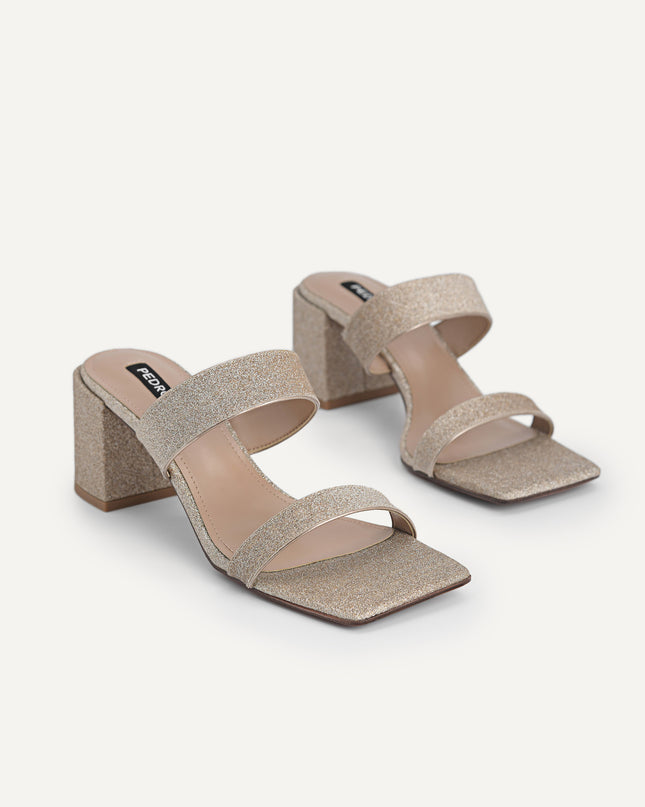 Glitter Leather Heeled Sandals