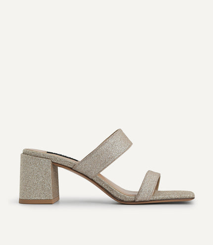 Glitter Leather Heeled Sandals