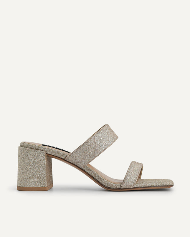 Glitter Leather Heeled Sandals