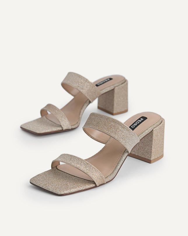 Glitter Leather Heeled Sandals