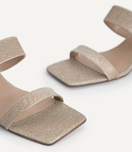 Glitter Leather Heeled Sandals