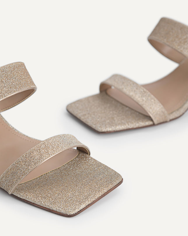 Glitter Leather Heeled Sandals