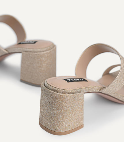 Glitter Leather Heeled Sandals
