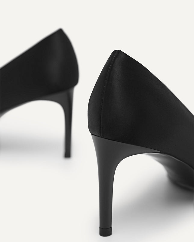 Embellished Satin Heeled Pumps
