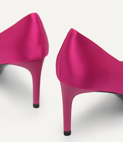 Embellished Satin Heeled Pumps