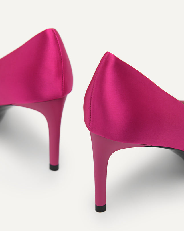 Embellished Satin Heeled Pumps