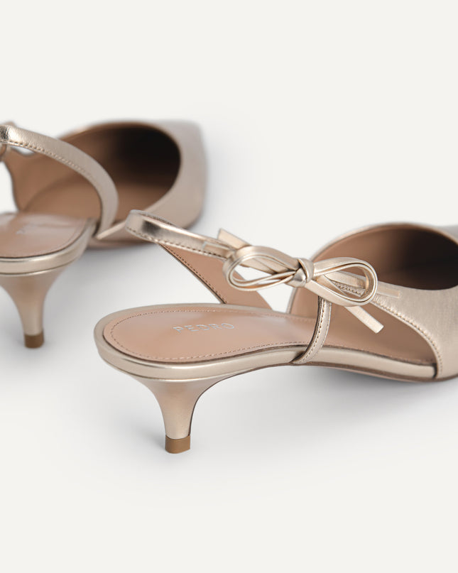 Bow-Detailed Leather Slingback Heels