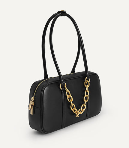 Chain Detailed Top Handle Bag