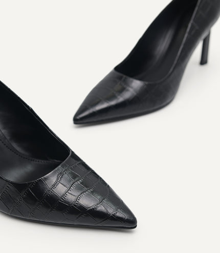 Croc-Effect Leather Pumps