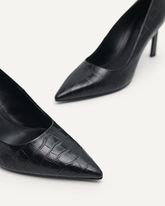 Croc-Effect Leather Pumps