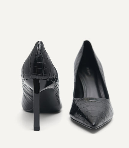 Croc-Effect Leather Pumps