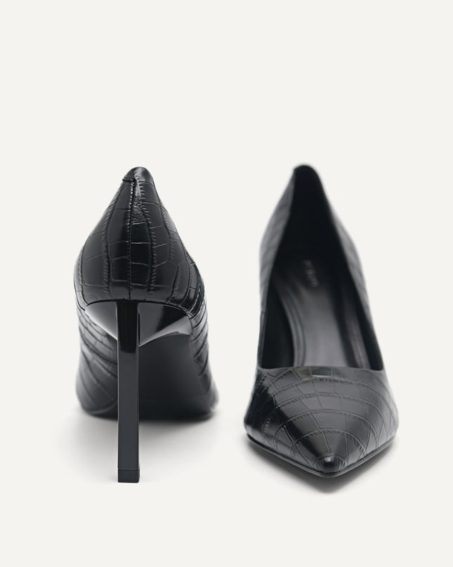 Croc-Effect Leather Pumps