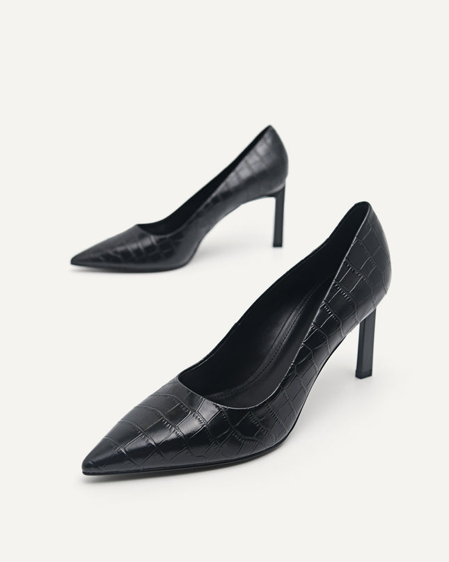 Croc-Effect Leather Pumps
