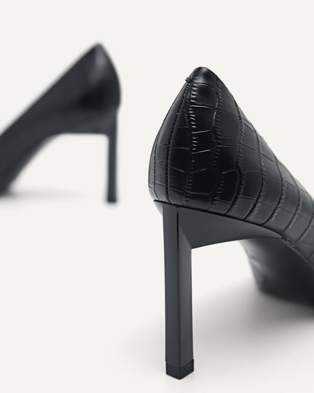 Croc-Effect Leather Pumps