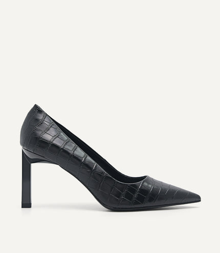 Croc-Effect Leather Pumps