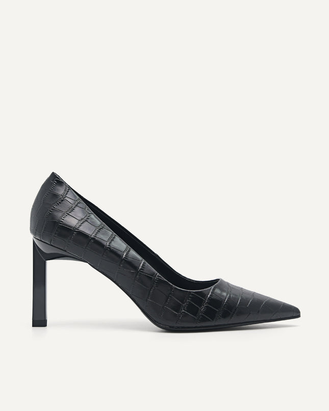 Croc-Effect Leather Pumps