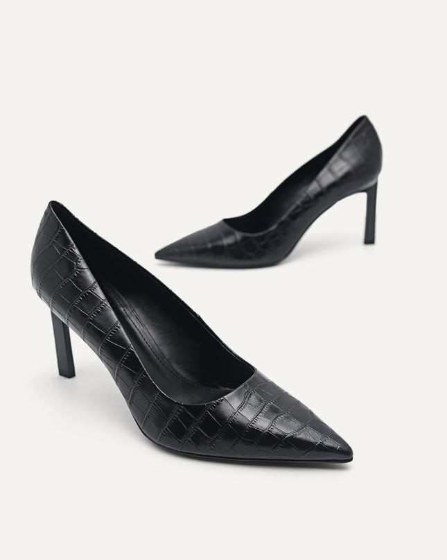 Croc-Effect Leather Pumps