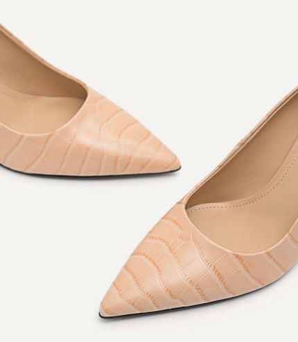 Croc-Effect Leather Pumps