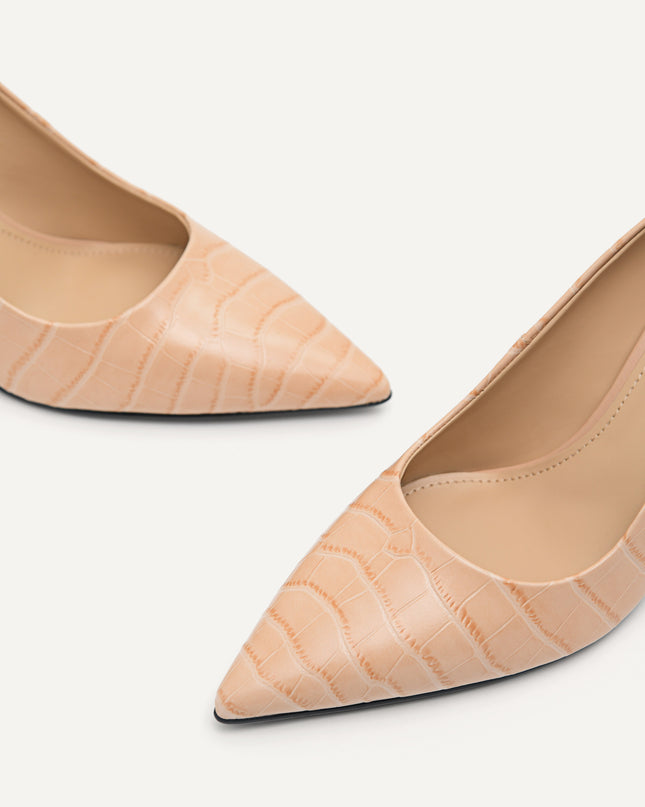 Croc-Effect Leather Pumps