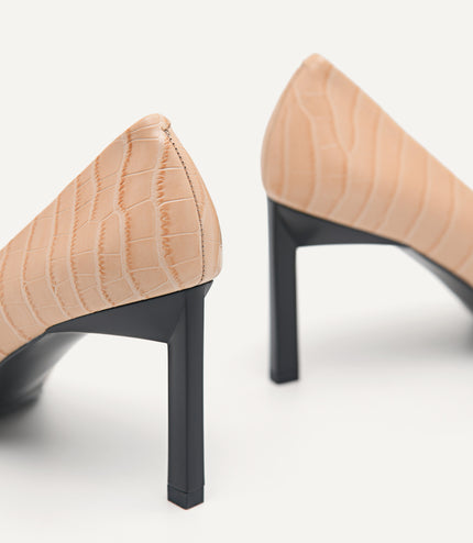 Croc-Effect Leather Pumps