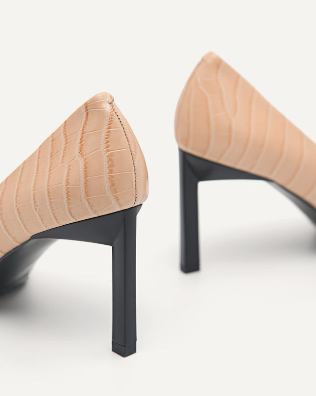 Croc-Effect Leather Pumps