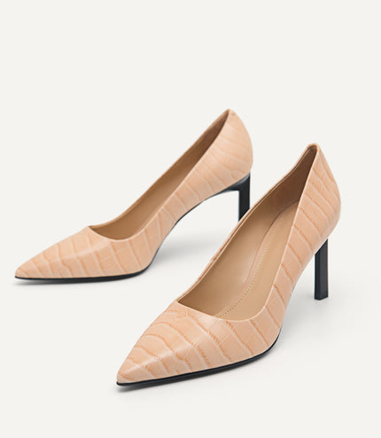 Croc-Effect Leather Pumps