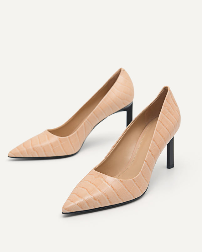 Croc-Effect Leather Pumps