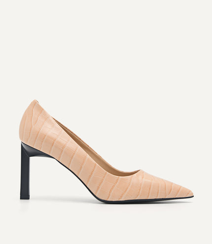 Croc-Effect Leather Pumps