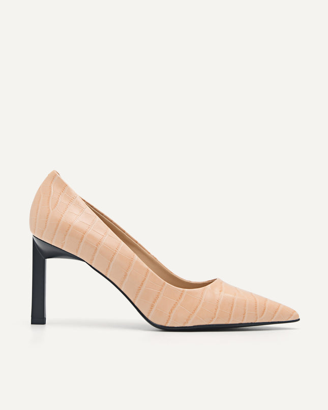 Croc-Effect Leather Pumps