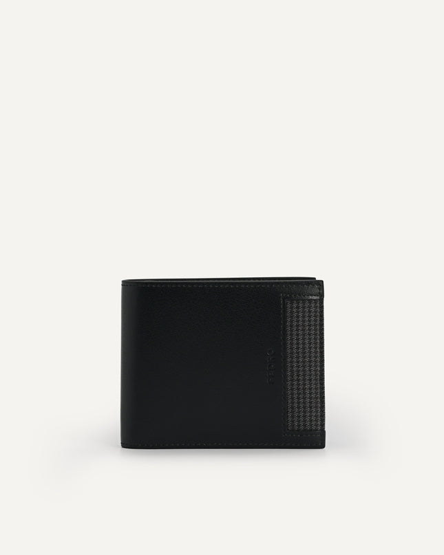 Houndstooth Leather Wallet with Coin Pouch