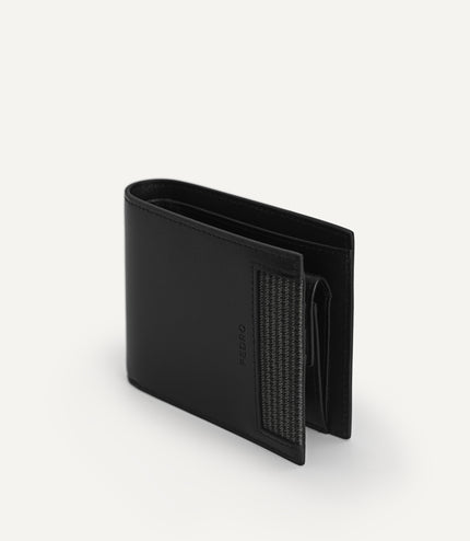 Houndstooth Leather Wallet with Coin Pouch