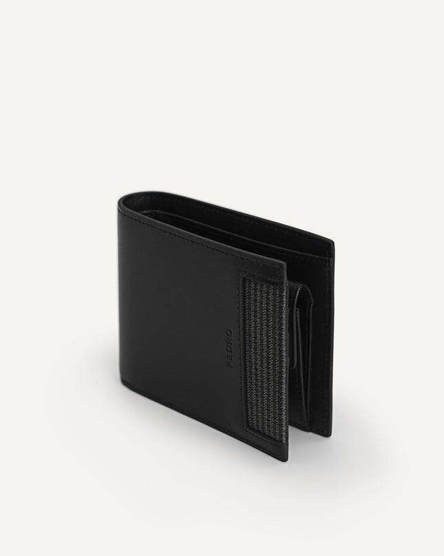 Houndstooth Leather Wallet with Coin Pouch