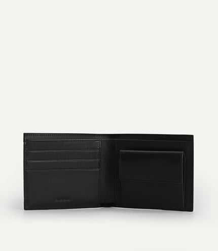 Houndstooth Leather Wallet with Coin Pouch