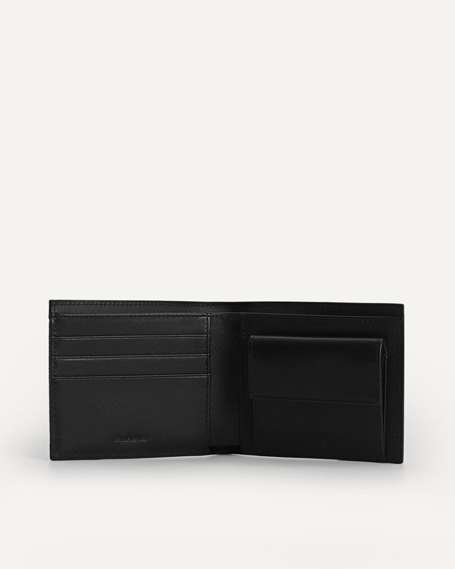 Houndstooth Leather Wallet with Coin Pouch