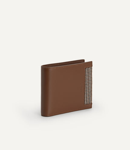 Houndstooth Leather Wallet with Coin Pouch