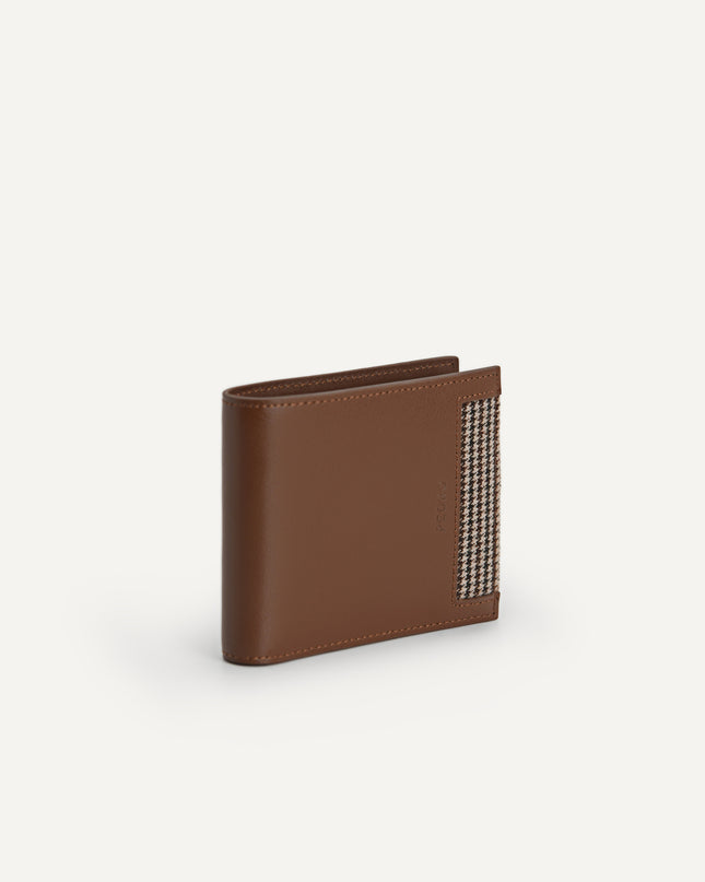 Houndstooth Leather Wallet with Coin Pouch