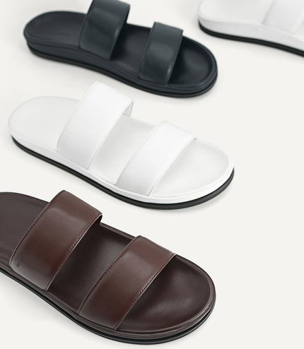 Monochrome Double Strap Sandals
