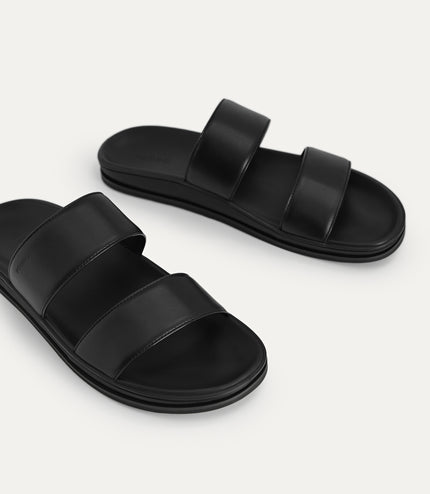 Monochrome Double Strap Sandals